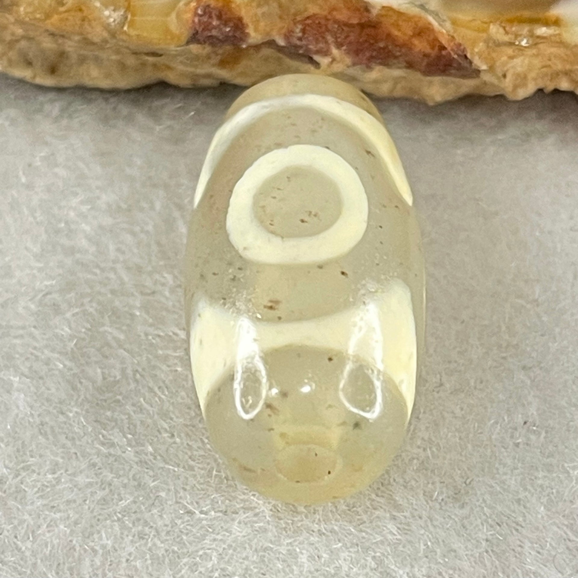 Natural Powerful Tibetan Old Oily Agate 3 Eyes Dzi Bead Heavenly Master (Tian Zhu) 三眼天诛 3.17g 20.1 by 10.4mm - Huangs Jadeite and Jewelry Pte Ltd