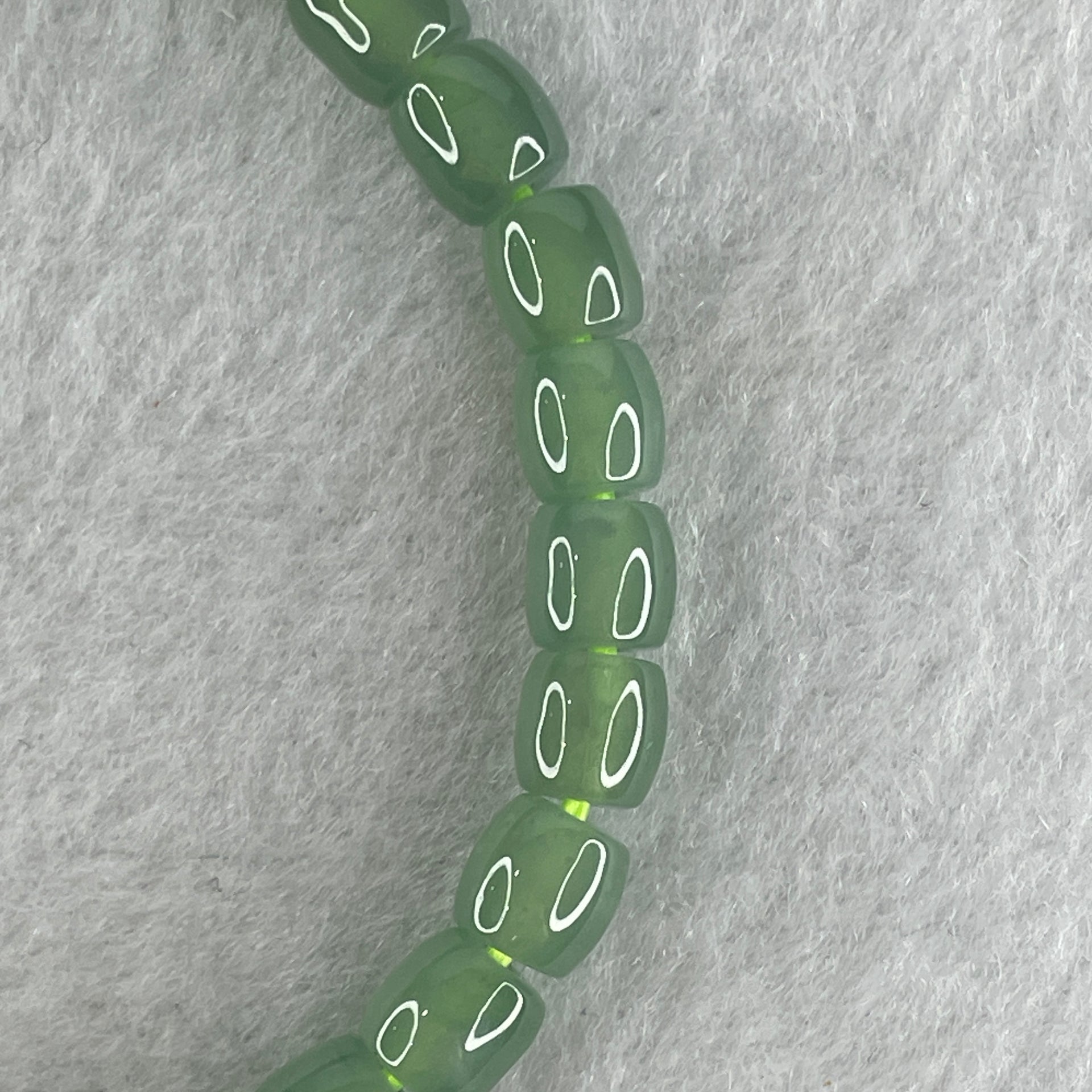 Natural Type A Semi Icy Light Blueish Green Jadeite Lulutong Beads Bracelet 16.01g 16cm 6.4mm 28 Beads - Huangs Jadeite and Jewelry Pte Ltd
