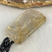 Good Grade Natural Golden Rutilated Quartz Guan Gong and Dragon Pendant with Onyx and Golden Rutilated Quartz Beads Necklace 18.61g 64cm 43.6 by 24.7 by 9.6mm - Huangs Jadeite and Jewelry Pte Ltd