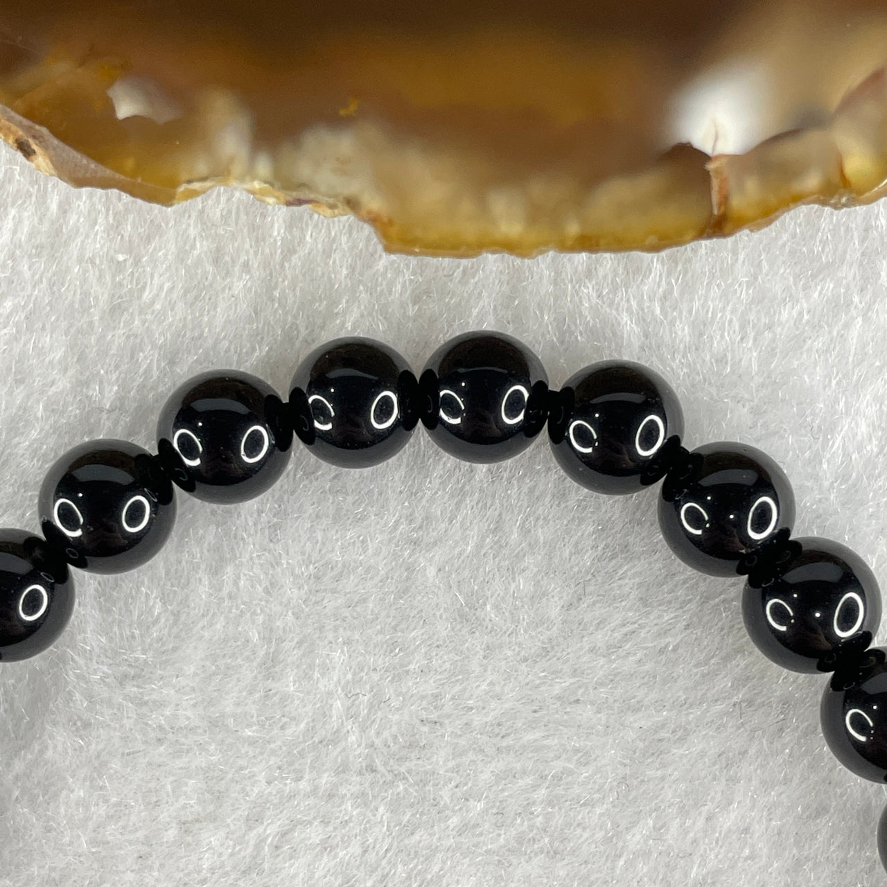 Natural Black Moldavite Meteorite Crystal Beads Bracelet 10.03g 16cm 6.6mm 30 Beads