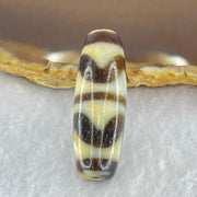 Natural Powerful Tibetan Old Oily Dark Brown White Yellow Agate Double Tiger Tooth Daluo Dzi Bead Heavenly Master (Tian Zhu) 双虎呀天诛 9.79g 37.6 by 13.0mm - Huangs Jadeite and Jewelry Pte Ltd