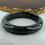 Type A Wuji Grey Black with Imperial Green Patch Jadeite Bangle Internal Diameter 57.0mm 66.25g 14.4 by 8.7mm (Internal Lines) - Huangs Jadeite and Jewelry Pte Ltd