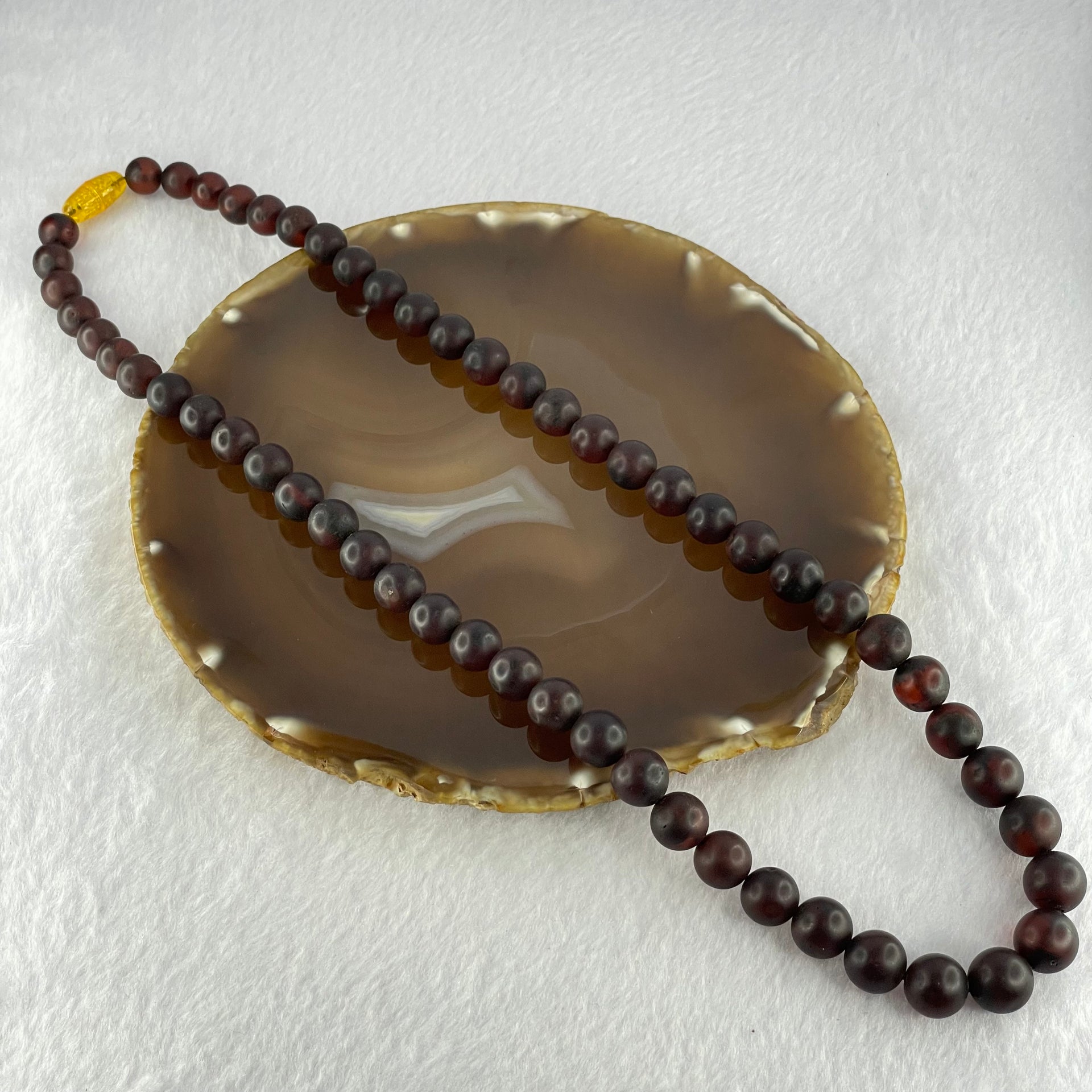 Natural Dark Red Medicine Amber Beads Necklace 天然红药琥珀项链  35.36g 56cm 9.0 - 12.0mm 56 Beads - Huangs Jadeite and Jewelry Pte Ltd