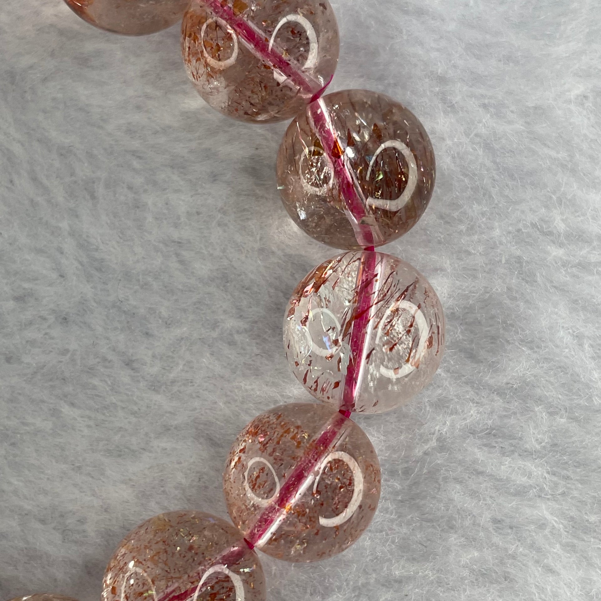Natural Strawberry Quartz Bracelet 52.46g by 13.4mm by 16 Beads - Huangs Jadeite and Jewelry Pte Ltd