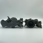 Natural Dark Green Nephrite Cricket Pair on Grapes Plant with Wooden Display 2,429.6g 241.0 by 100.0 by 260.0mm - Huangs Jadeite and Jewelry Pte Ltd