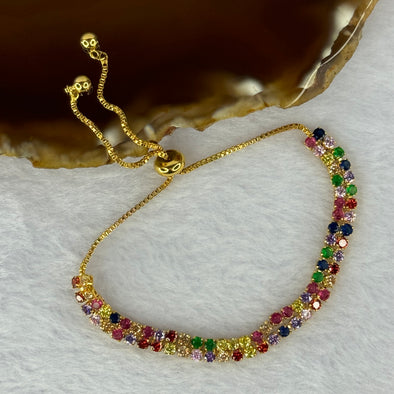 Multi Color Cubic Zirconia Crystals in 14KGF Bracelet (Adjustable Size) 5.49g each stone approx2.9 by 2.1mm - Huangs Jadeite and Jewelry Pte Ltd