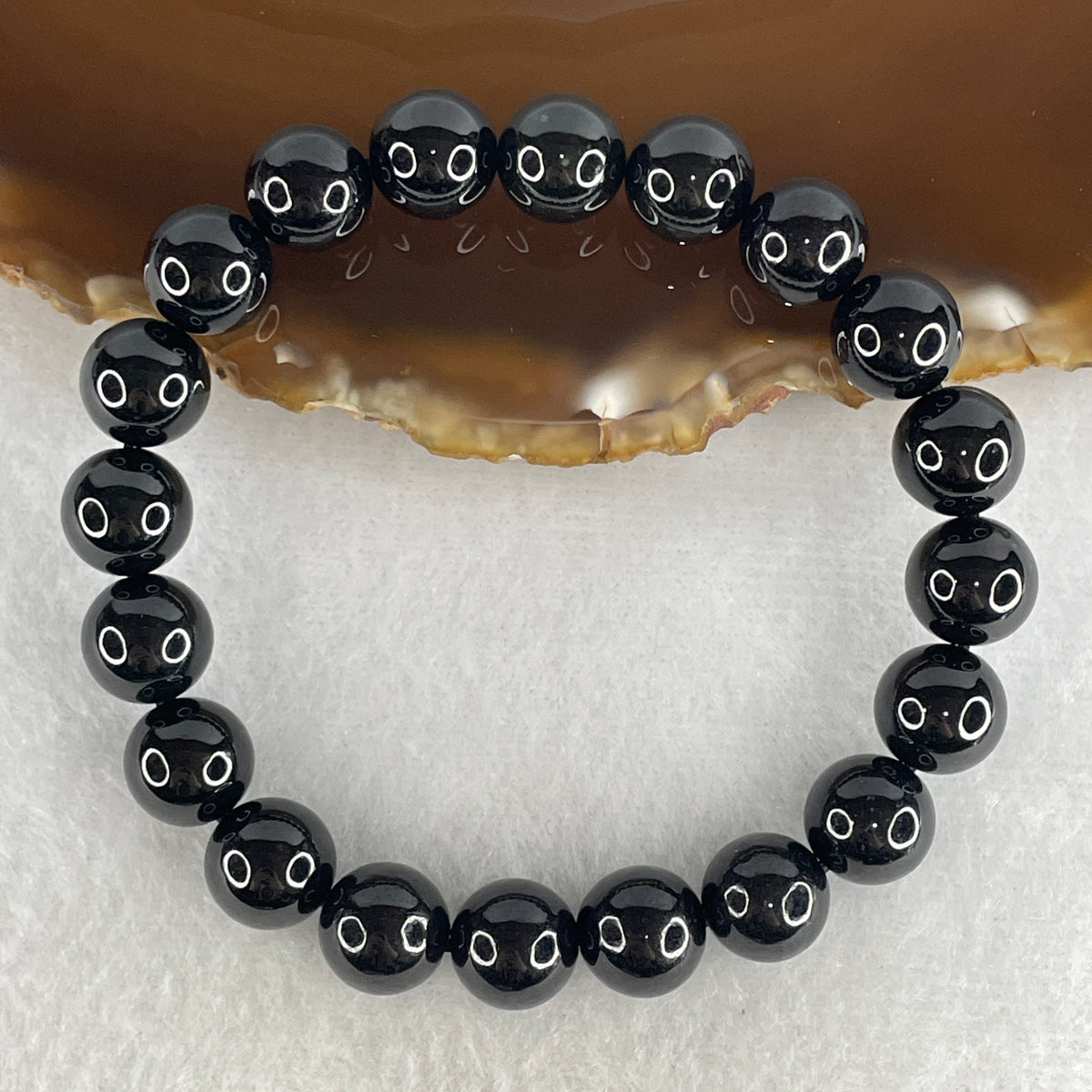 Certified Type A Black Omphacite Jadeite Bead Bracelet | (39.72g | 17cm Wrist | 10.4mm | 20 Beads | Synergy, Negative Energy Shield, Wealth Lock & Executive Power)