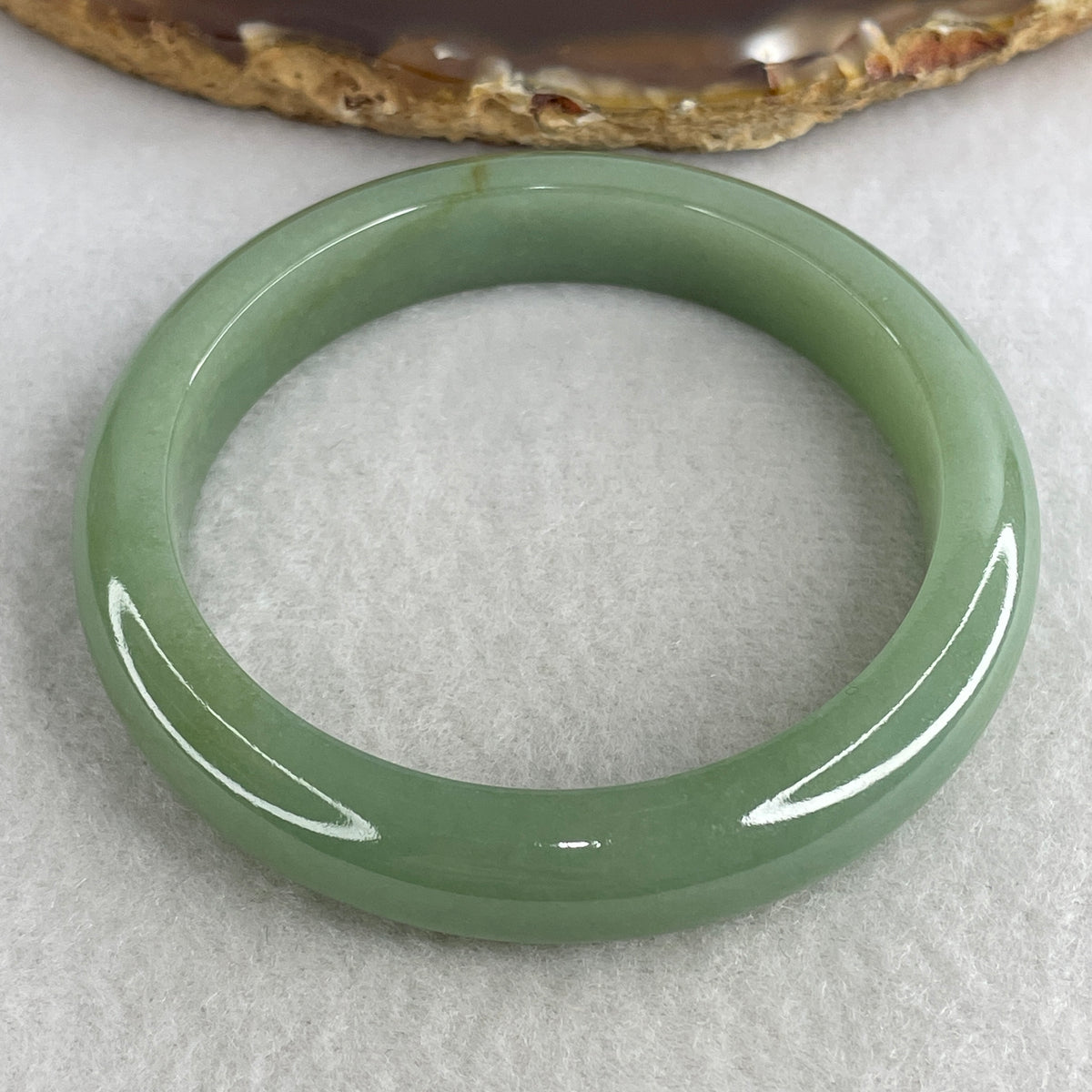 Natural Type A Green Jadeite Bangle | (45.61g | 53.9mm Inner Diameter | 11.0mm x 7.8mm | Perfect | Radiance, Steady Wealth "Zheng Cai" Anchor & Feng Shui Prosperity Catalyst) - Huangs Jadeite and Jewelry Pte Ltd