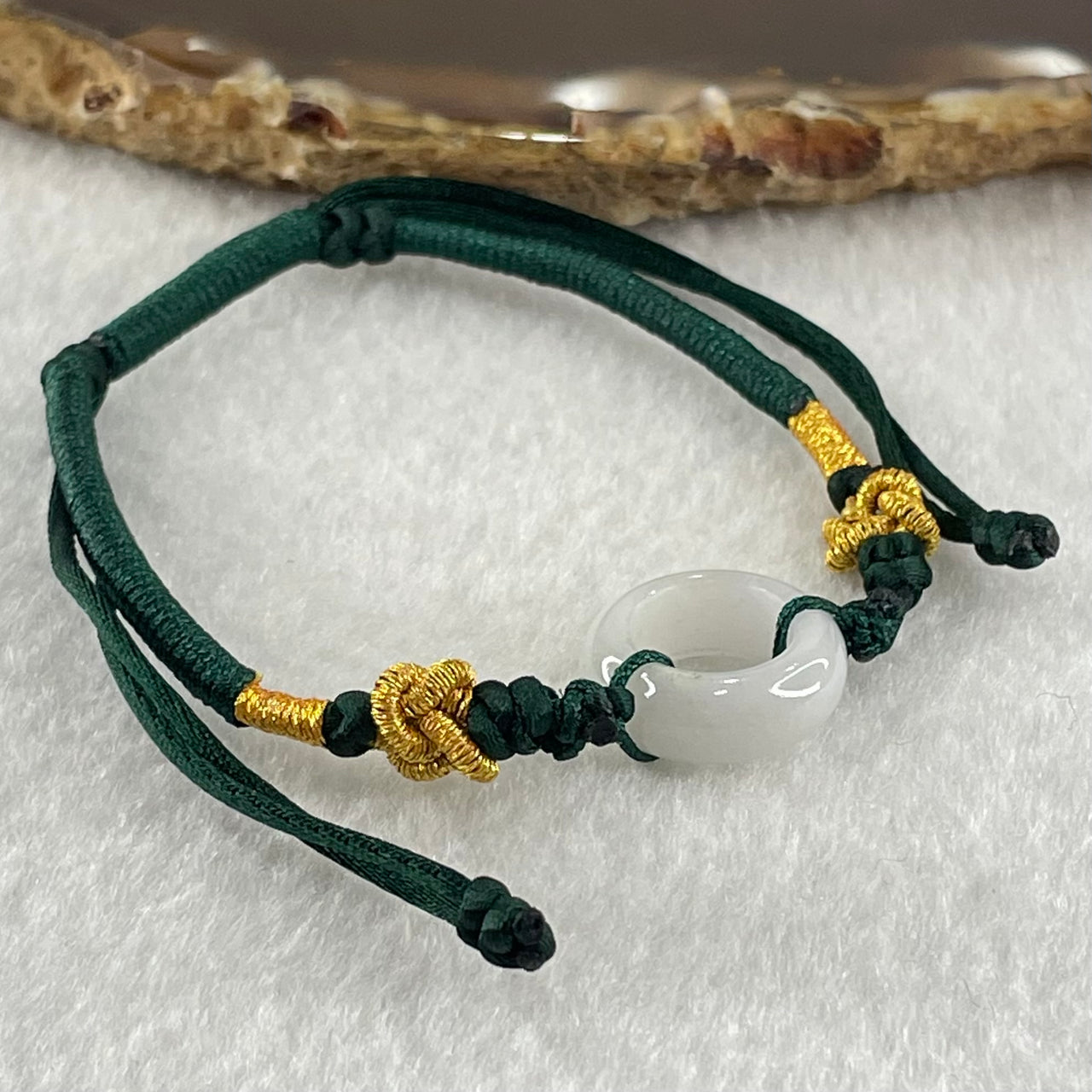 Type A Faint Lavender Jadeite Ping An Kou String Bracelet 2.90g 15.4 by 5.6mm - Huangs Jadeite and Jewelry Pte Ltd