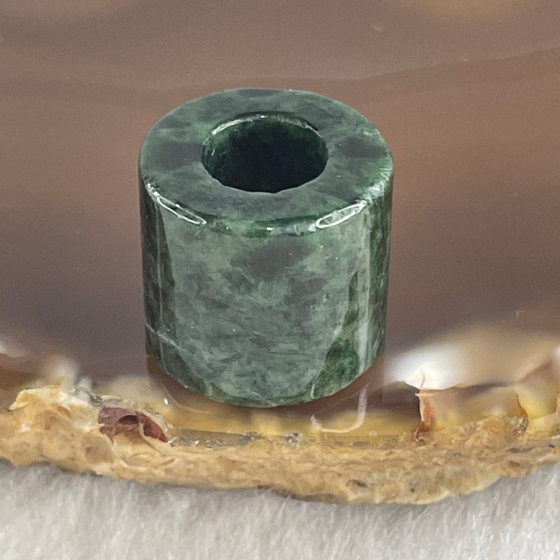 Natural Type A Old Mine Spicy Green Jadeite Lulutong Charm 5.63g 13.6 by 14.7mm (External Rough) - Huangs Jadeite and Jewelry Pte Ltd