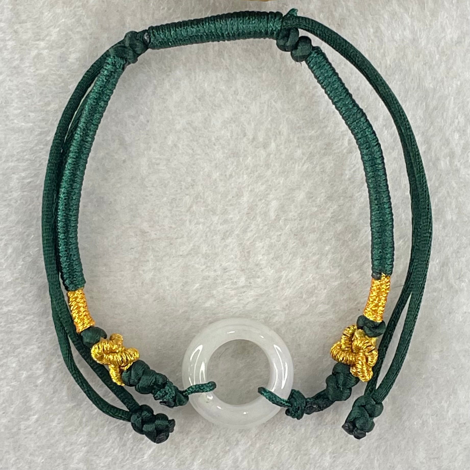 Type A Faint Lavender Jadeite Ping An Kou String Bracelet 2.90g 15.4 by 5.6mm - Huangs Jadeite and Jewelry Pte Ltd