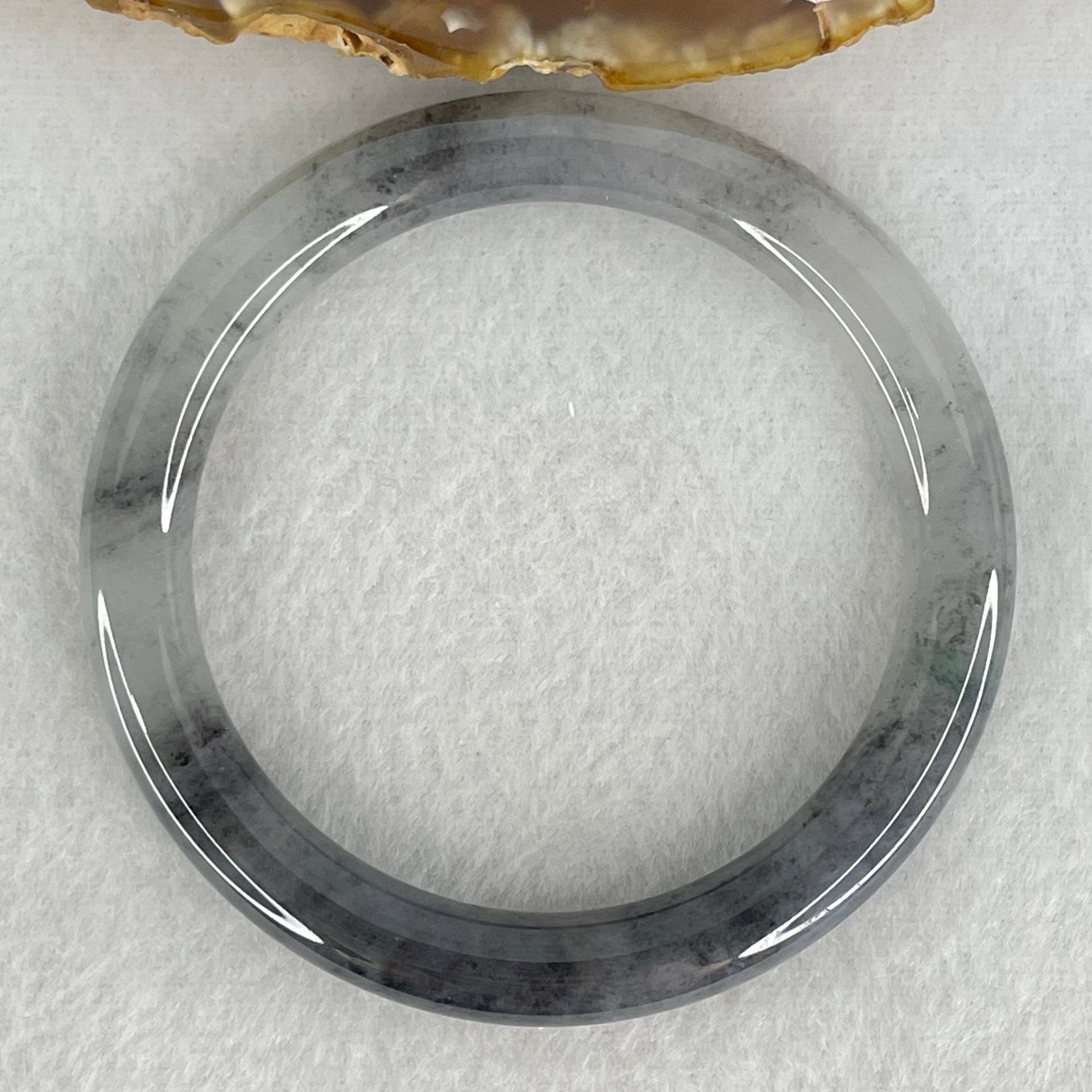 Type A Semi Icy Wuji Grey Jadeite Bangle Internal Diameter 52.9mm 34.23g 8.0 by 8.5mm (Slight Internal Lines) - Huangs Jadeite and Jewelry Pte Ltd