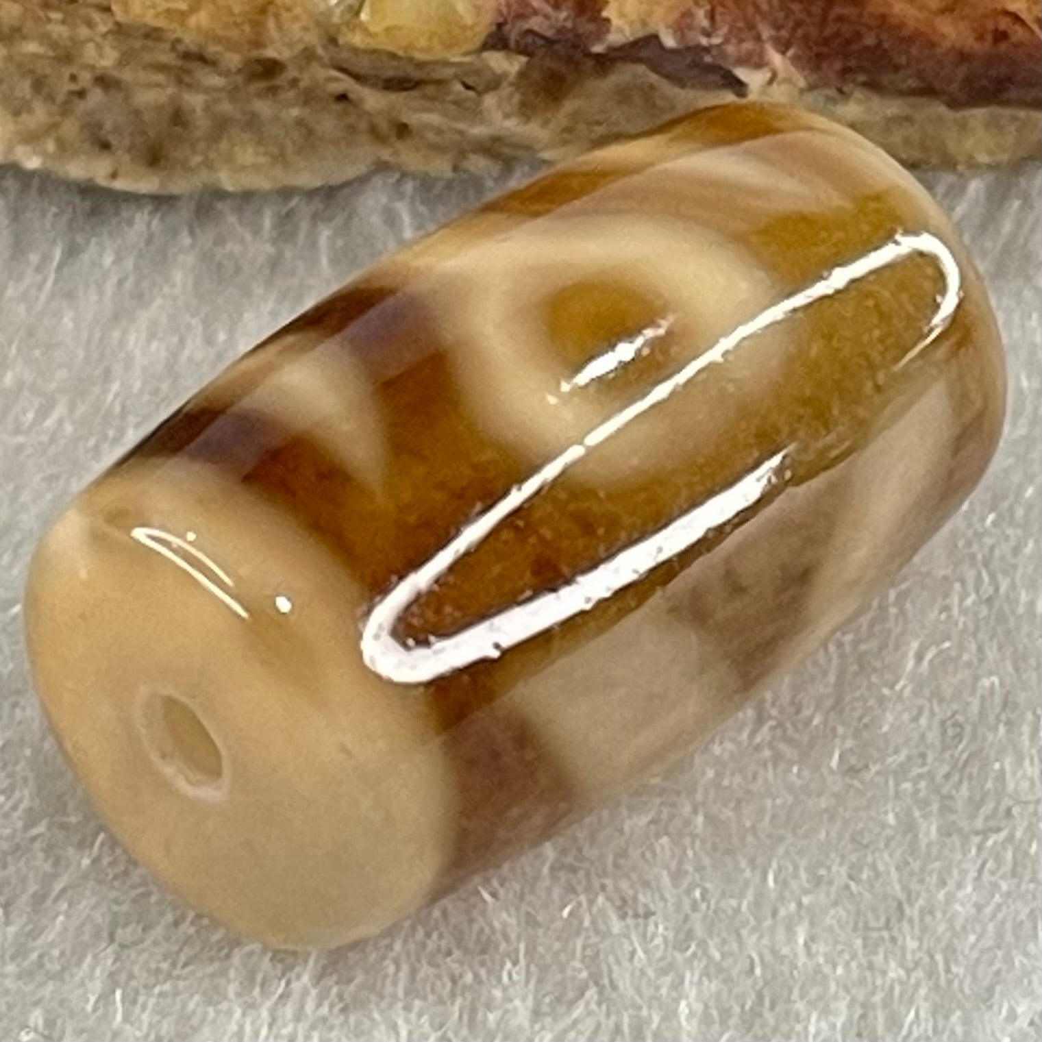 Natural Powerful Tibetan Old Oily Agate Patina Guiren Tairen Human Dzi Bead Totem Amulet Heavenly Master (Tian Zhu) 贵人天诛 4.82g 19.9 by 11.8mm - Huangs Jadeite and Jewelry Pte Ltd