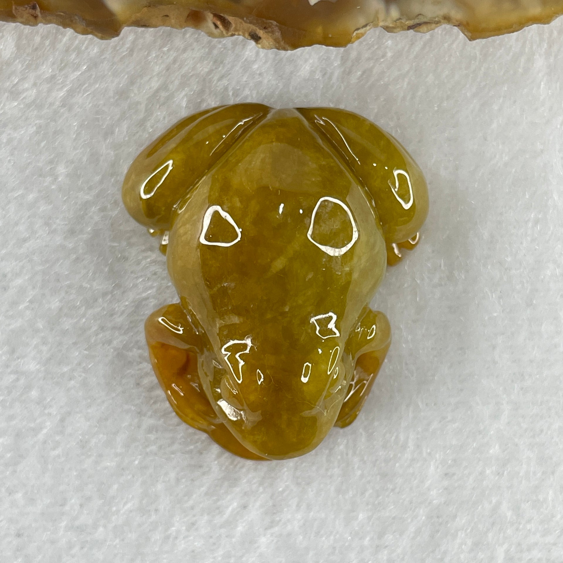 Natural Type A Yellow Jadeite Frog Pendant Charm 18.93g 31.7 by 26.4 by 16.9mm - Huangs Jadeite and Jewelry Pte Ltd