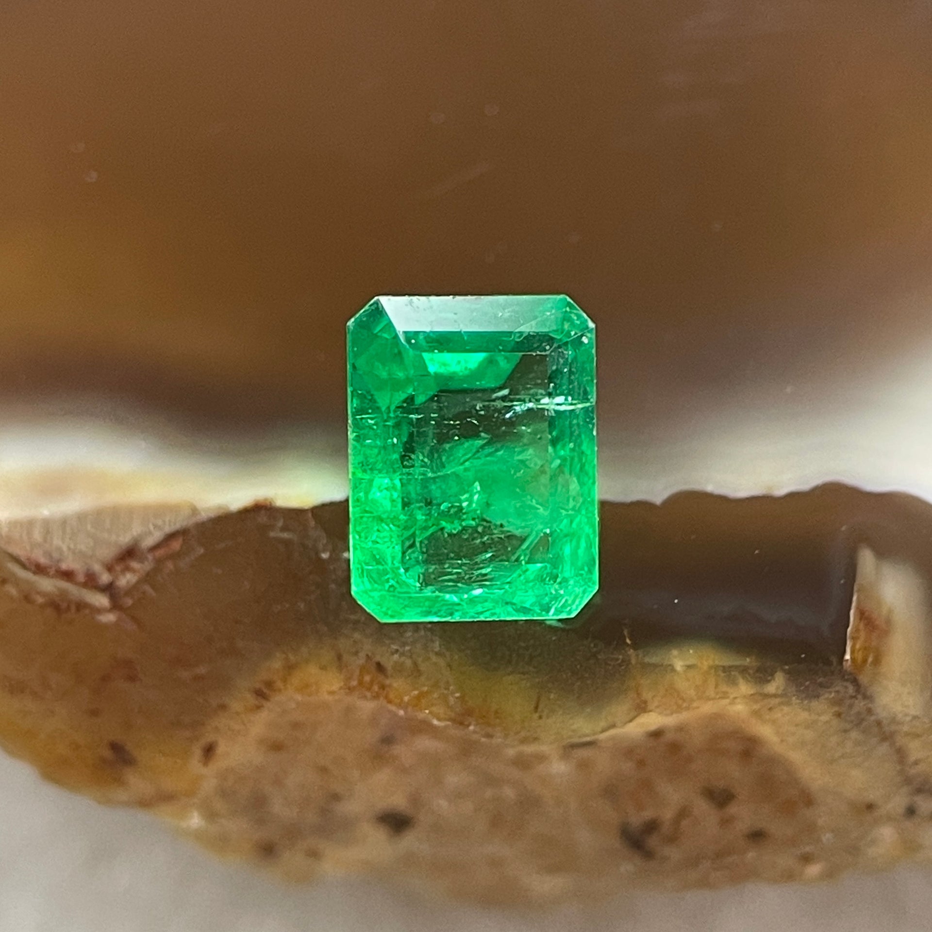 Natural Colombia Vivid Green Emerald (Beryl) Cut-Cornered Rectangle Step cut 0.42ct 5.1 by 4.1 by 2.6mm - Huangs Jadeite and Jewelry Pte Ltd
