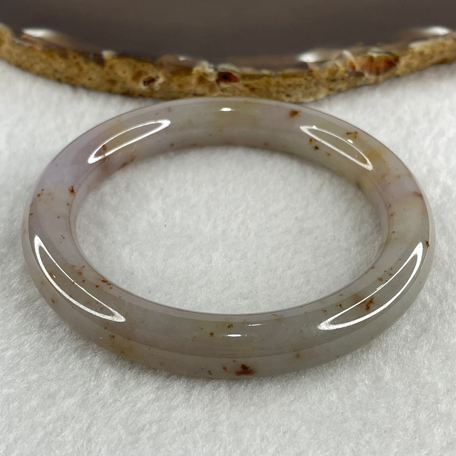 Certified Type A Greyish Lavender with Reddish Spot Jadeite Bangle Internal Diameter 53.7mm 48.30g 10.0 by 9.8mm ( Close to Perfect ) - Huangs Jadeite and Jewelry Pte Ltd