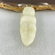 Natural White Nephrite Ancient Man Pendant 23.46g 47.6 by 17.6 by 18.5mm - Huangs Jadeite and Jewelry Pte Ltd