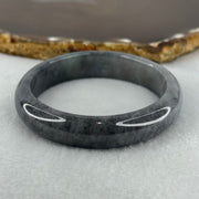 Type A Wuji Grey Black Jadeite Oval Bangle Bangle Internal Diameter 57.8mm 40.78g 12.0 by 6.4mm (Close to Perfect) - Huangs Jadeite and Jewelry Pte Ltd