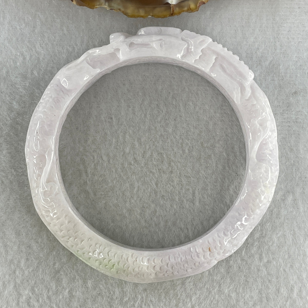 Natural Type A Light Lavender with Green Spot Jadeite Dragon Bangle | (60.34g | 60.4mm | 13.8 x 10.5mm | Sovereign Authority & Supreme Protection Anchor, Feng Shui Prosperity & Executive Bangle) - Huangs Jadeite and Jewelry Pte Ltd