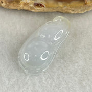 Type A Semi Icy Faint Green with Muna Jadeite Peapod Pendant 4.13g 28.0 by 13.2 by 7.4mm - Huangs Jadeite and Jewelry Pte Ltd