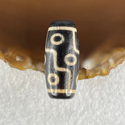 Natural Powerful Tibetan Old Oily Dark Brown with Yellowish White Agate 9 Eyes Dzi Bead Heavenly Master (Tian Zhu) 九眼天诛 7.02g 28.1 by 12.6mm - Huangs Jadeite and Jewelry Pte Ltd