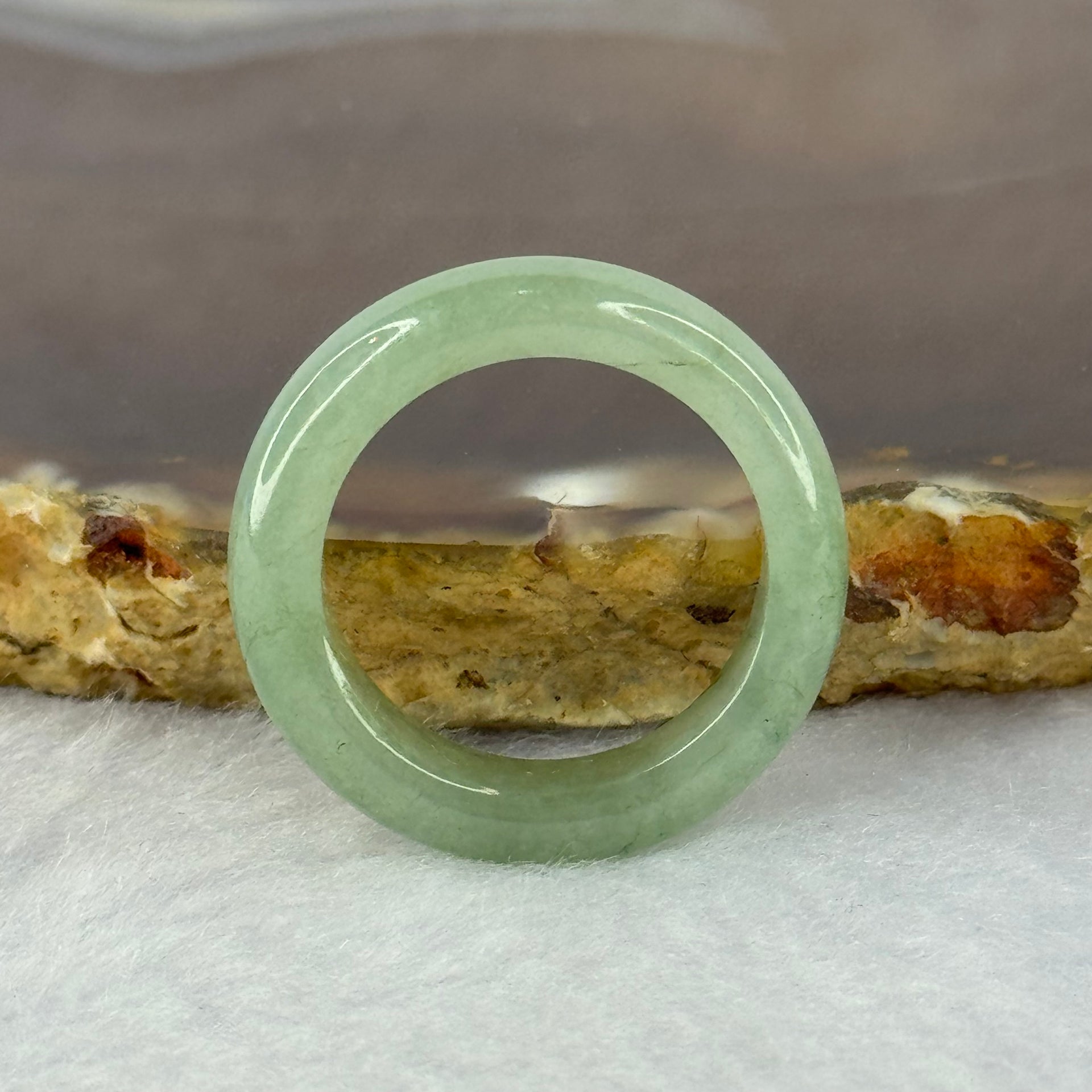 Type A Green Jadeite Ring 3.49g 5.5 by 3.8mm US7.25 HK15.5 (Internal Line) - Huangs Jadeite and Jewelry Pte Ltd