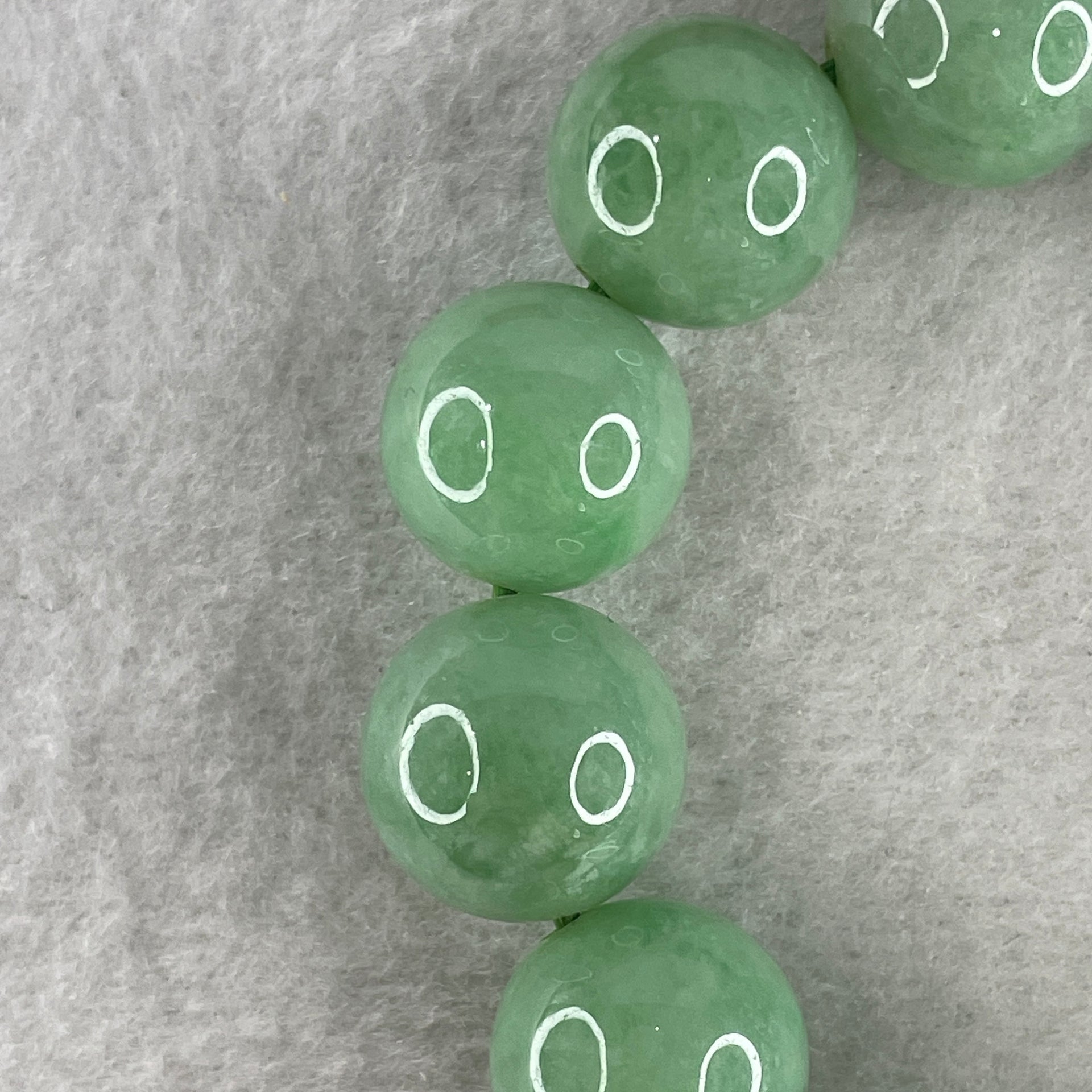 Rare Type A Burmese Apple Green Jade Jadeite Beads Bracelet 76.93g 14.8mm 14 beads 16cm - Huangs Jadeite and Jewelry Pte Ltd