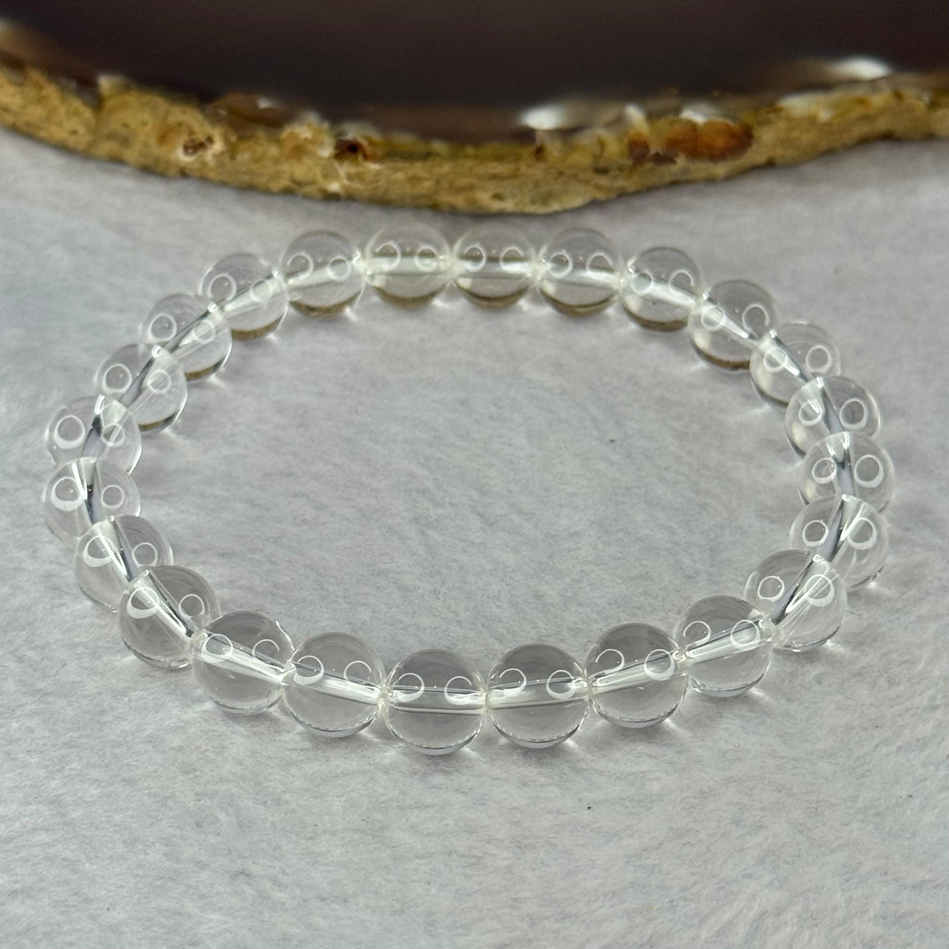 Natural Clear Quartz Bracelet 天然白水晶手链 18.92g 16.5cm 8.4mm 24 Beads - Huangs Jadeite and Jewelry Pte Ltd