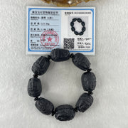 Type A Opaque Black Omphacite Jadeite Guan Yin Head Beads Bracelet 117.05g 16cm 19.7mm 8 Beads - Huangs Jadeite and Jewelry Pte Ltd
