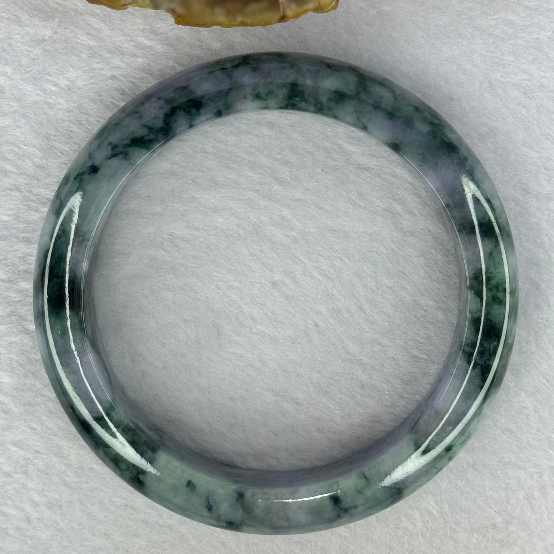 Type A Deep Lavender and Dark Green Piao Hua Jadeite Bangle 69.66g Internal Diameter 57.8mm 13.4 by 9.2mm (Very Slight External Rough) - Huangs Jadeite and Jewelry Pte Ltd
