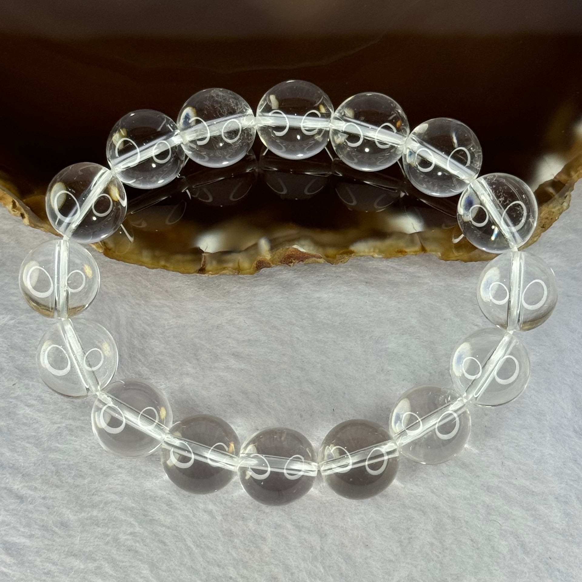 Natural Clear Quartz Beads Bracelet 天然白水晶手链 46.10g 17.5cm 12.9mm 16 Beads - Huangs Jadeite and Jewelry Pte Ltd