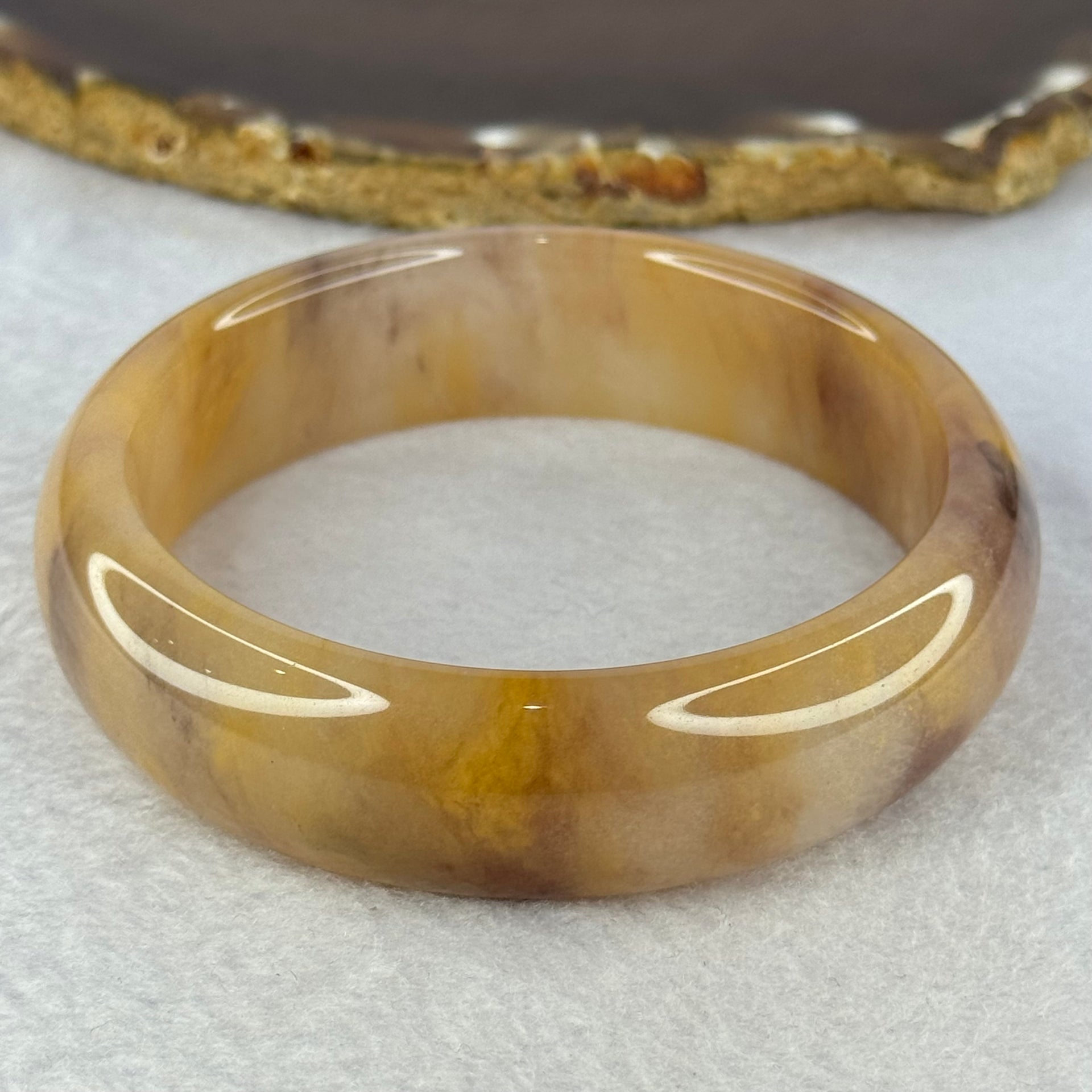 Peach Yellow Purple Quartzite Jade Bangle 天山玉手镯 63.0mm 75.54g 18.4 by 9.9mm - Huangs Jadeite and Jewelry Pte Ltd