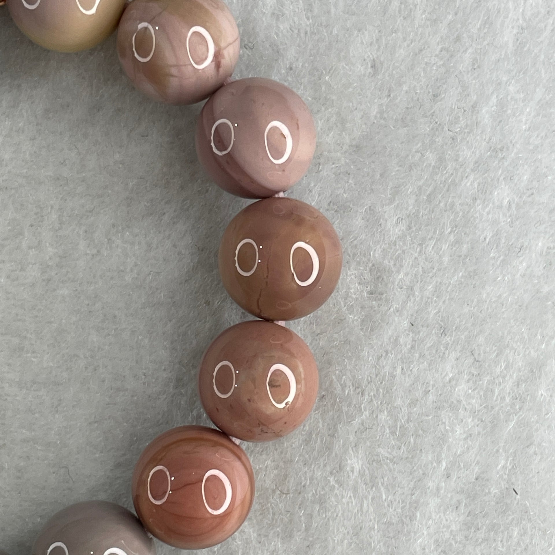 Natural Alashan Agate Pastels Pink Beads with Cat Charm Bracelet 29.60g 15.5cm 10.8mm 17Beads - Huangs Jadeite and Jewelry Pte Ltd