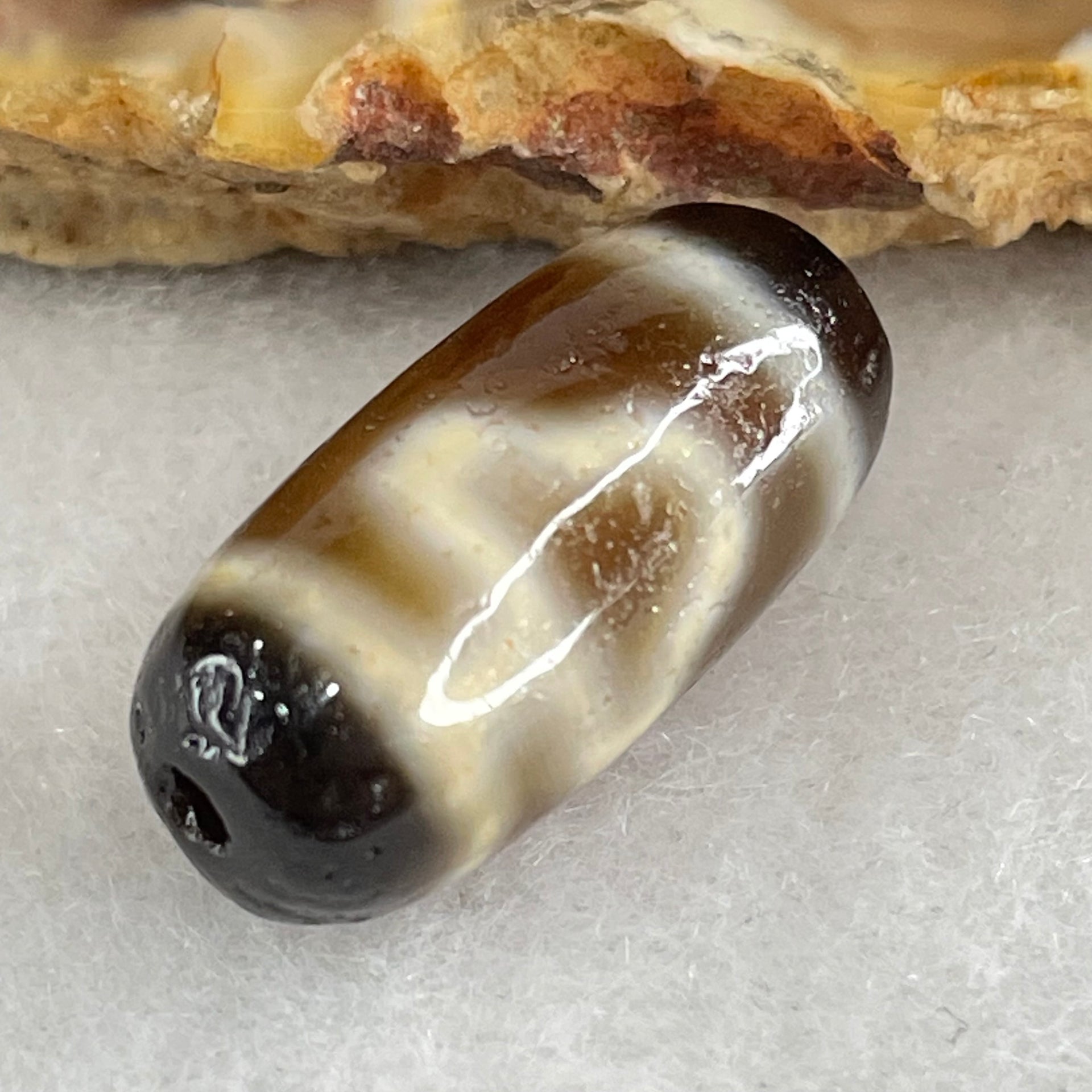 Natural Powerful Tibetan Old Oily Agate Double Bodhi Tree Bead Heavenly Master (Tian Zhu) 2.79g 20.0 by 9.4mm - Huangs Jadeite and Jewelry Pte Ltd