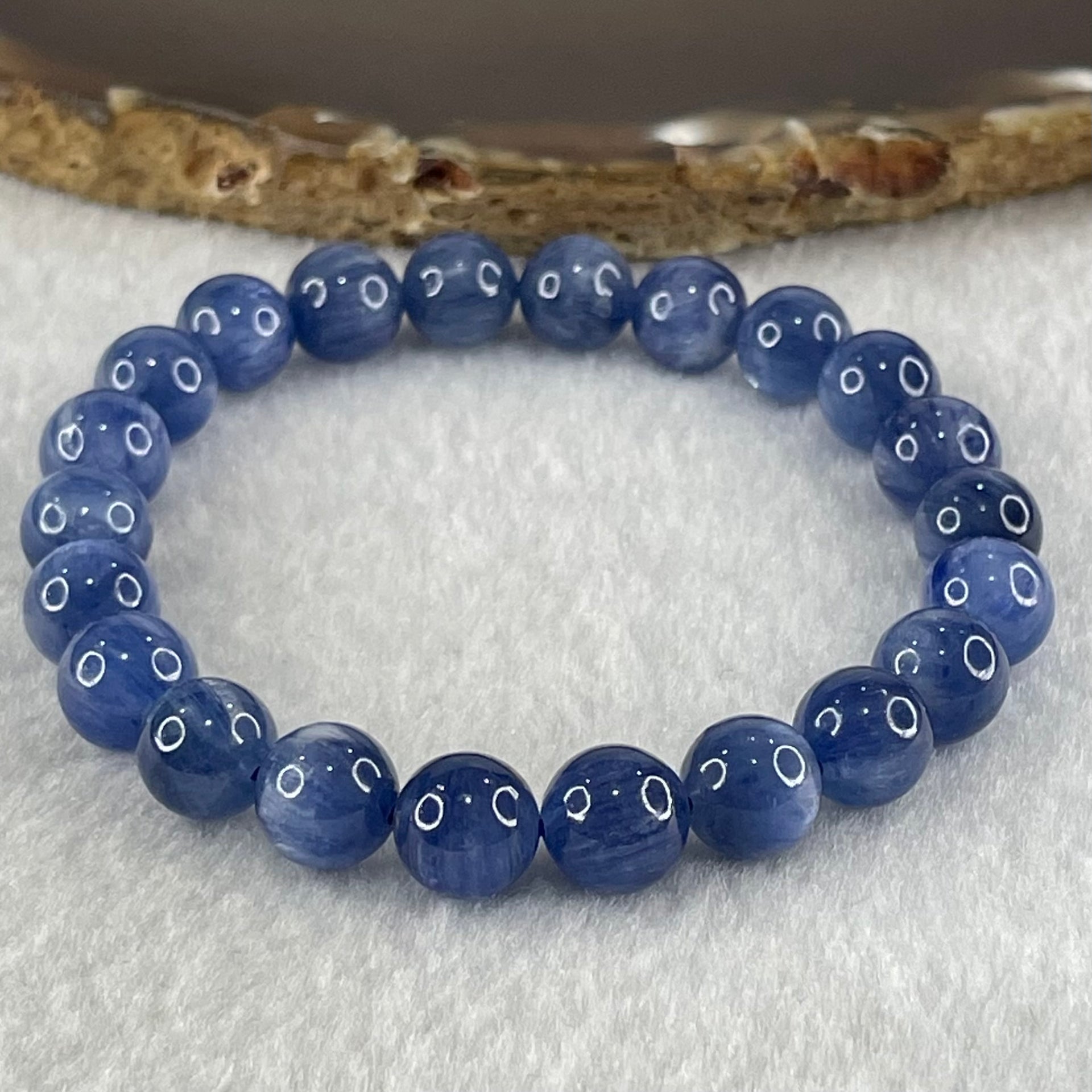Natural Blue Kyanite Beads Bracelet 25.52g 15.5cm 8.8mm 22 Beads - Huangs Jadeite and Jewelry Pte Ltd