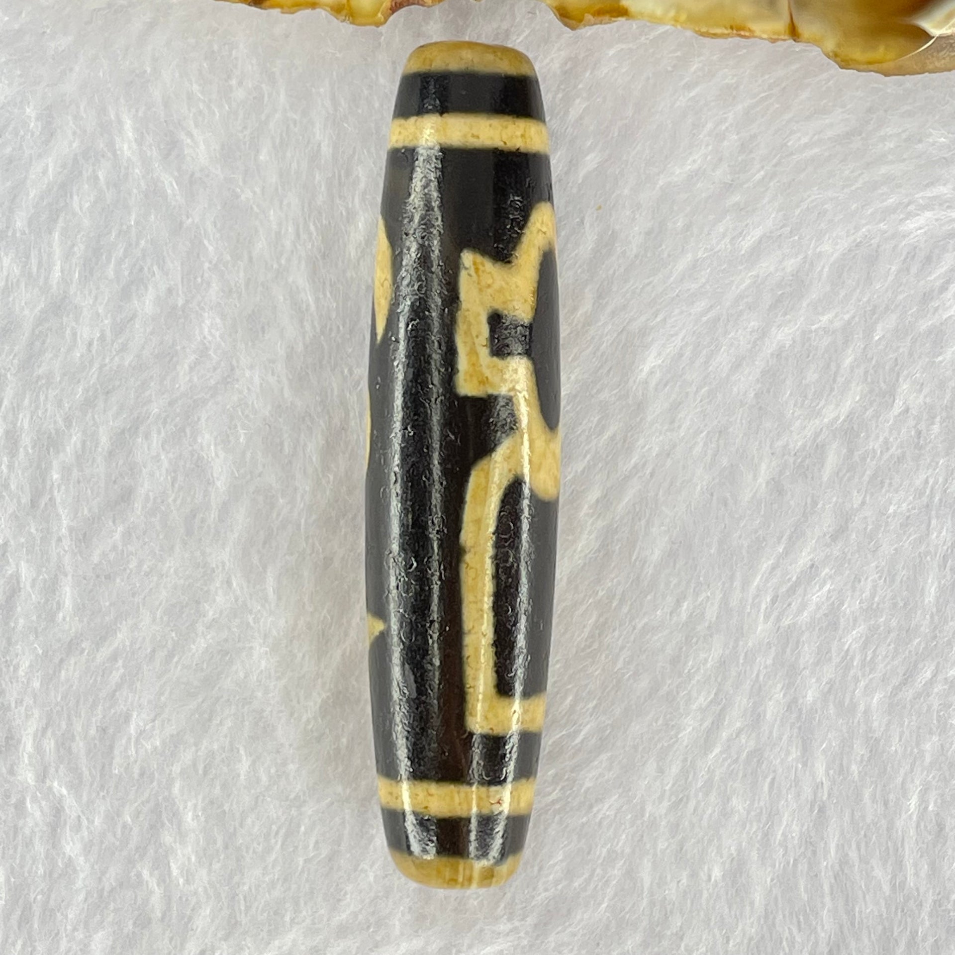 Natural Powerful Tibetan Old Oily Agate Cai Shen with Moon Sun Star Dzi Bead Heavenly Master (Tian Zhu) 财神长天珠 16.46g 57.9 by 13.5mm - Huangs Jadeite and Jewelry Pte Ltd