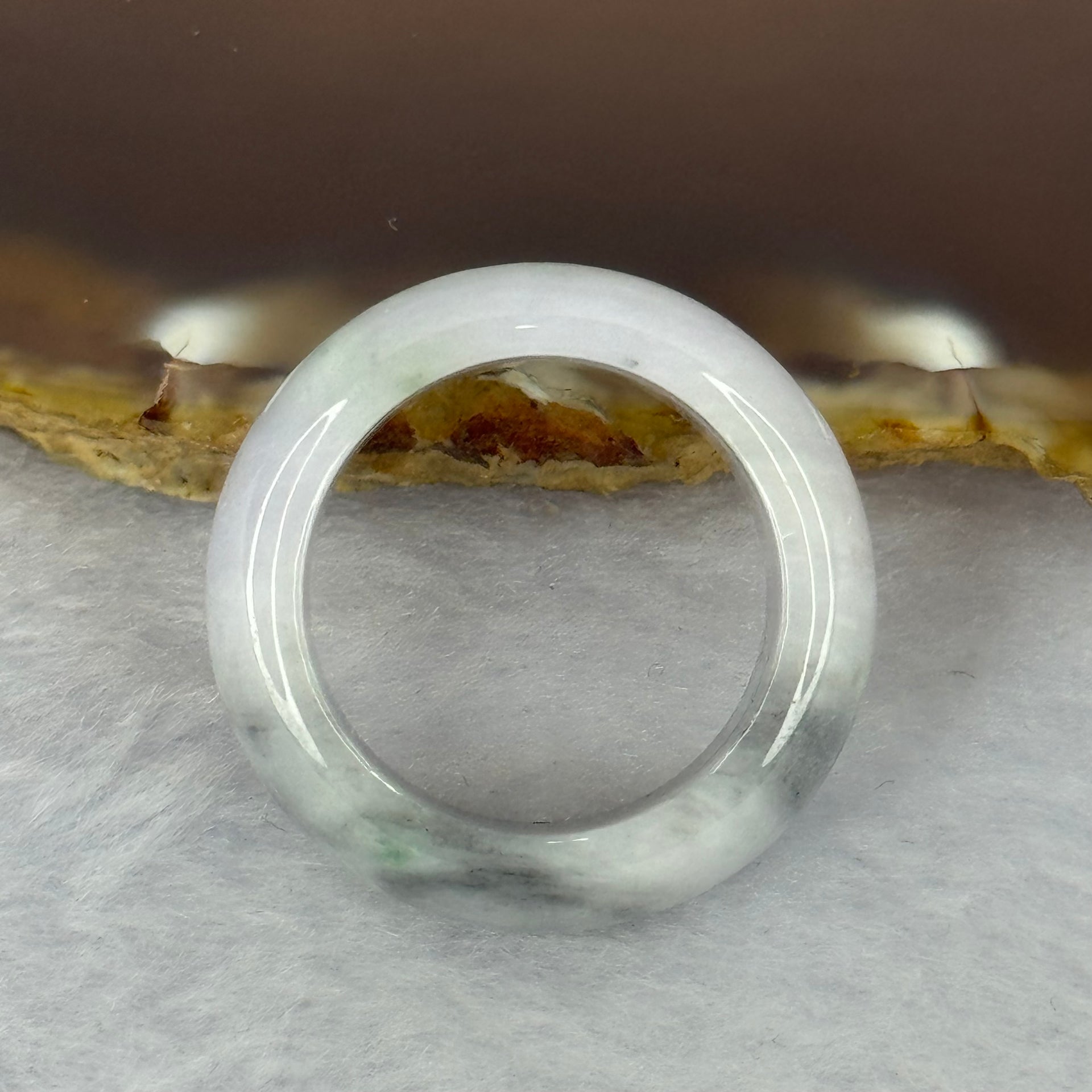 Type A Light Lavender Wuji Grey and Green Jadeite Ring 10.49g 12.4 by 4.6mm US10 HK22 - Huangs Jadeite and Jewelry Pte Ltd