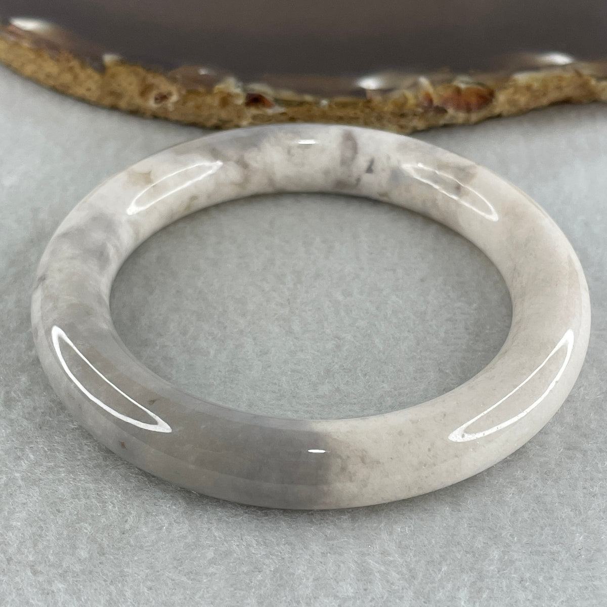 Natural Purple Flower Agate Full Round Bangle | (43.21g | 53.8mm ID | 10.7 x 10.3mm | Close to Perfect | Royal Blooming Grace & Spiritual Elevation Anchor, Feng Shui Blessing & Sovereign Fu Zhuo Bangle) - Huangs Jadeite and Jewelry Pte Ltd