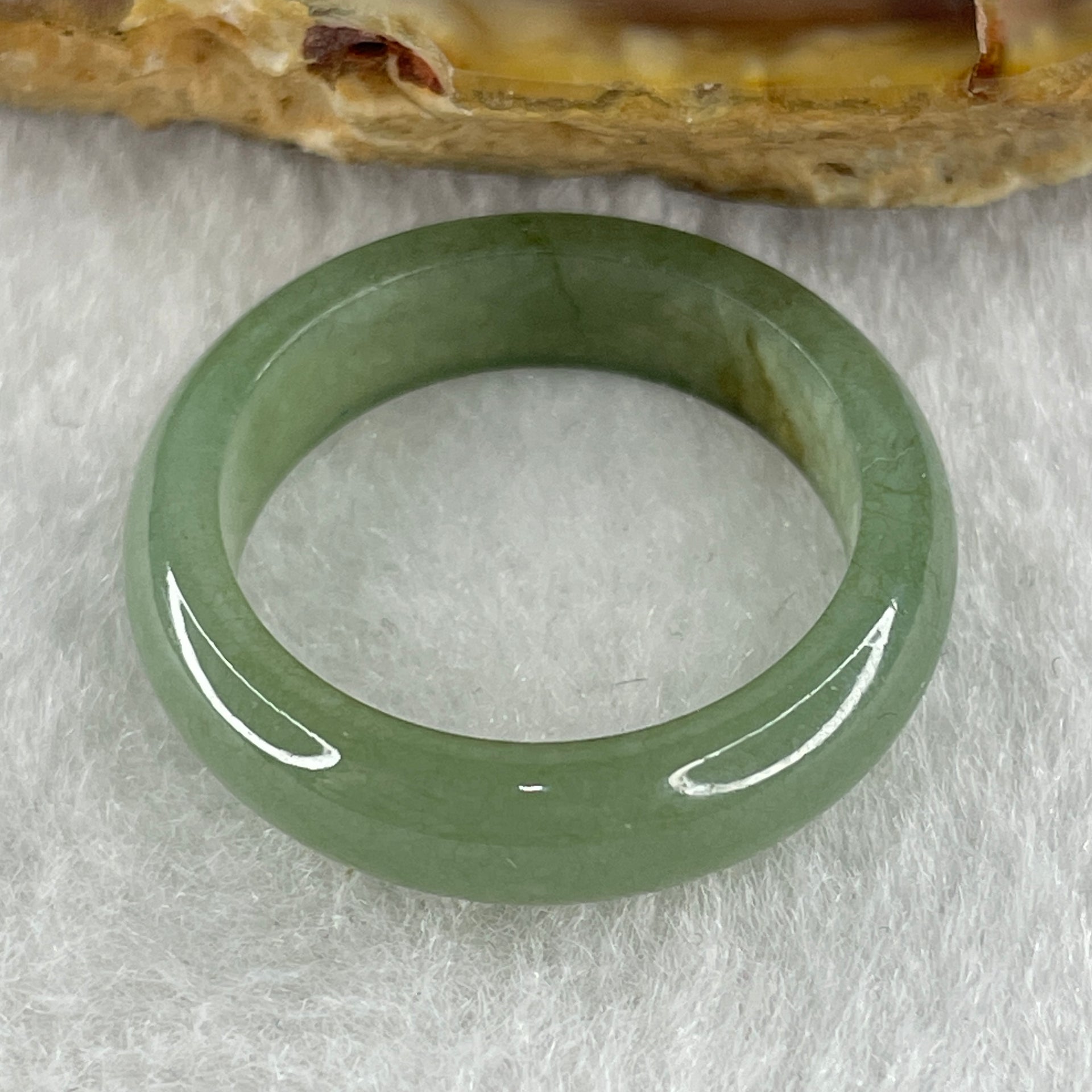 Type A Natural Green with Brownish Spot Jadeite Ring 2.87g 5.4 by 3.0mm US 7.5 HK 16.5 (Very Very Slight Internal Line) - Huangs Jadeite and Jewelry Pte Ltd