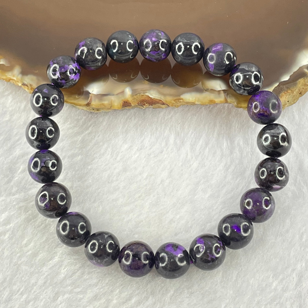 Very Good Grade Natural Sugilite Bracelet 天然苏纪石手链 23.38g 15.5cm 8.9mm 21 Beads - Huangs Jadeite and Jewelry Pte Ltd