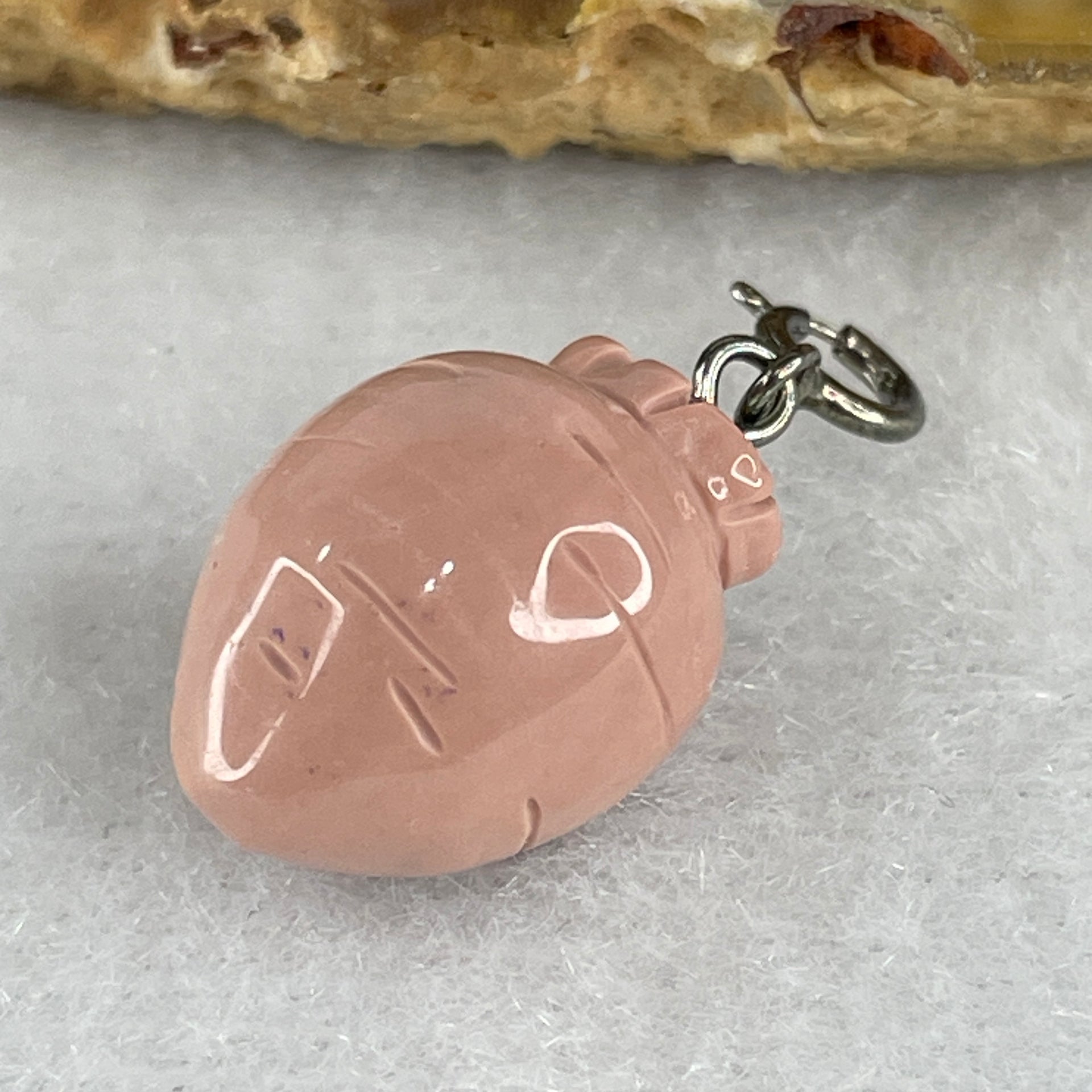 Natural Pink Gobi Agate Carrot Charm 2.68g 15.7 by 11.7mm - Huangs Jadeite and Jewelry Pte Ltd