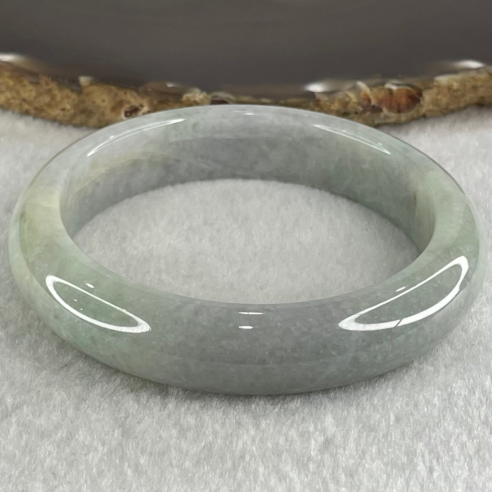 Type A Light Blueish Green Lavender with Red and Yellow Spots Jadeite Bangle 66.35g Internal Diameter 58.5mm 13.6 by 9.1mm (External and Internal Lines) - Huangs Jadeite and Jewelry Pte Ltd