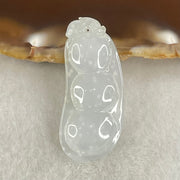 Type A Semi Icy Faint Green with Muna Jadeite Peapod Pendant 5.34g 35.5 by 15.5 by 5.9mm - Huangs Jadeite and Jewelry Pte Ltd