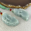 Type A Sky Blue Jadeite Pixiu Pair  40.26g 50.7 by 26.4 by 14.3 mm and 38.99g 49.7 by 25.3 by 14.2 mm - Huangs Jadeite and Jewelry Pte Ltd