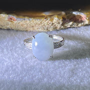 Type A Lavender Cabochon Jadeite in S925 Sliver Ring (Adjustable Size) 2.72g 13.6 by 10.4 by 6.0mm - Huangs Jadeite and Jewelry Pte Ltd