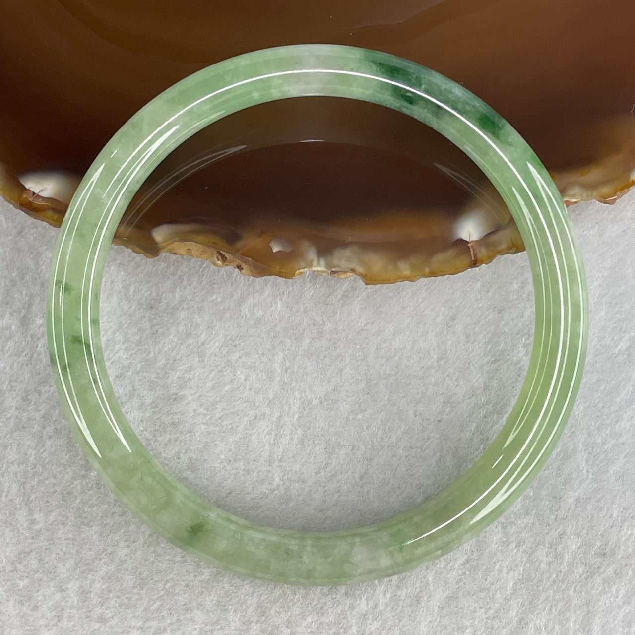 Certified Natural Type A Jelly Green with Old Mine Green Patches Jadeite Bangle 25.30g Internal Diameter 58.7mm 6.6 by 7.2mm (Close to Perfect)