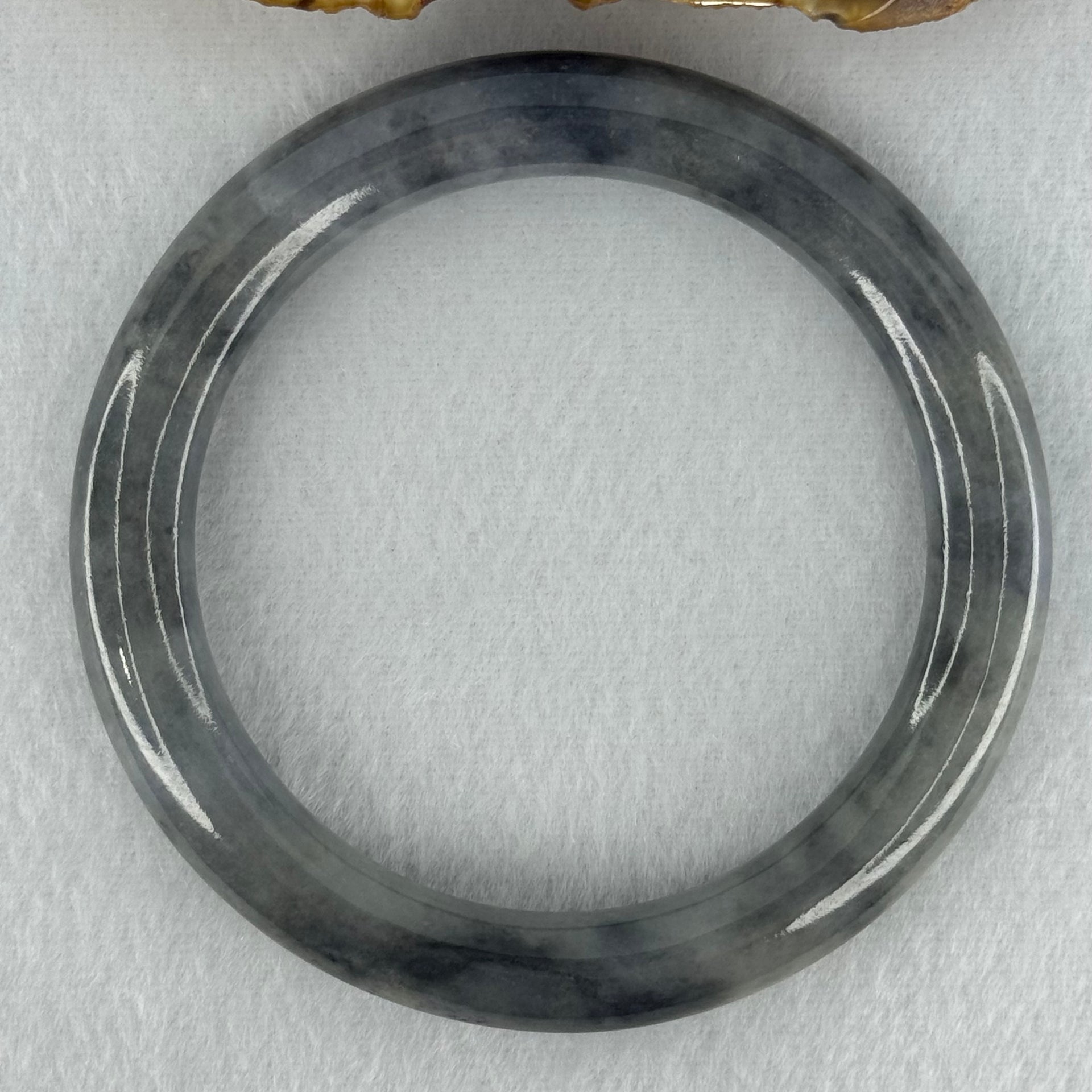 Type A Grey Piao Hua Jadeite Bangle Internal Diameter 57.8mm 52.77g 10.0 by 9.9mm (Very slight Internal Line) - Huangs Jadeite and Jewelry Pte Ltd
