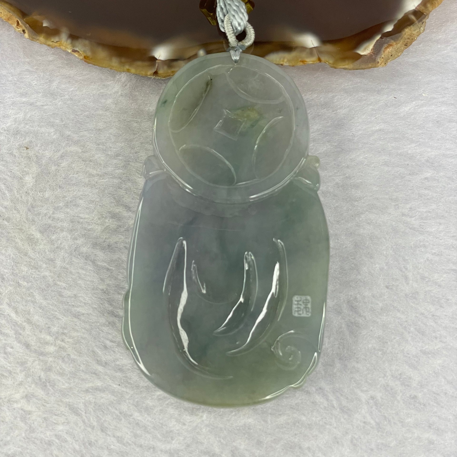 Grand Master Type A 3 Colours Green Lavender Brown Jadeite Gold of Fortune Cai Shen Ye 财神爷 on Dragon 龙 84.21g 75.4 by 41.7 by 12.8mm - Huangs Jadeite and Jewelry Pte Ltd