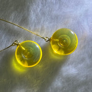 Natural Golden Yellow Amber Ping An Kou Donut Silver in Gold Color Earrings 2.36g 15.0 by 6.7mm - Huangs Jadeite and Jewelry Pte Ltd