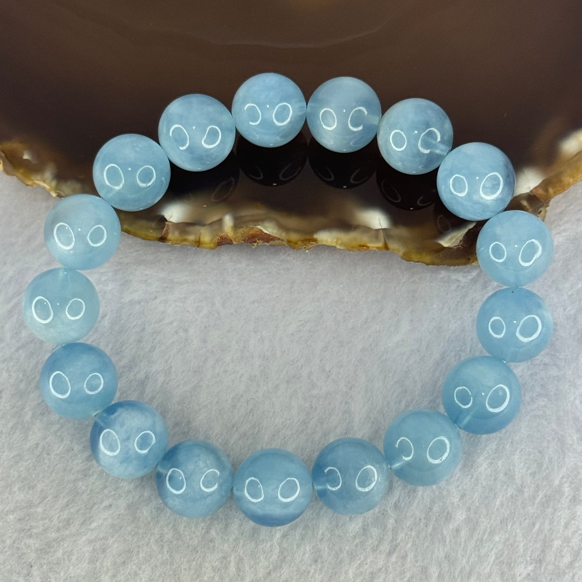 Natural Aquamarine Beads Bracelet 43.09g 18cm 12.3mm 17 Beads - Huangs Jadeite and Jewelry Pte Ltd